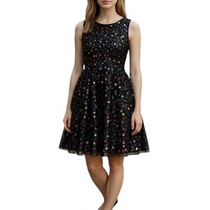 Cat&Jack Elegant Black Multicolor Polka Dot Dress, Size XL(14/16)